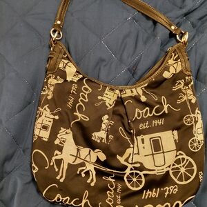 Coach Tan and Brown Hobo Bag